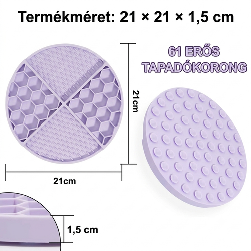 Eco-friendly szilikon nyalogató- és habzsolásgátló etetőtál kutyáknak, cicáknak (21 cm)